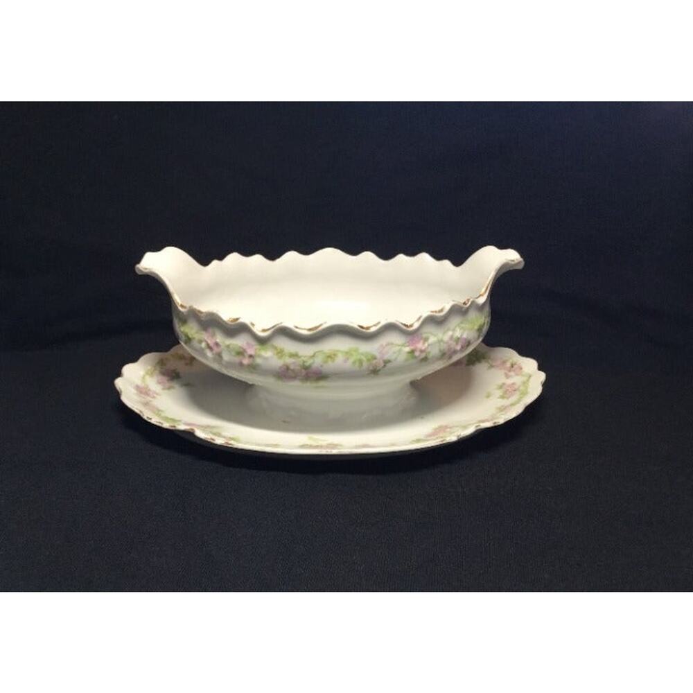 Vintage Habsburg China MZ Austria Gravy Boat Floral
